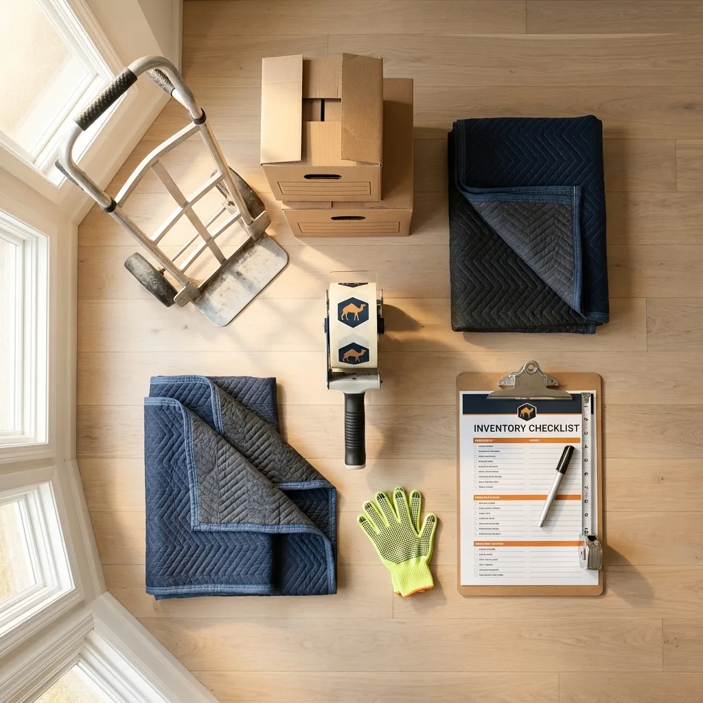 Professional moving supplies and packing materials layout for Church Hill residential relocations